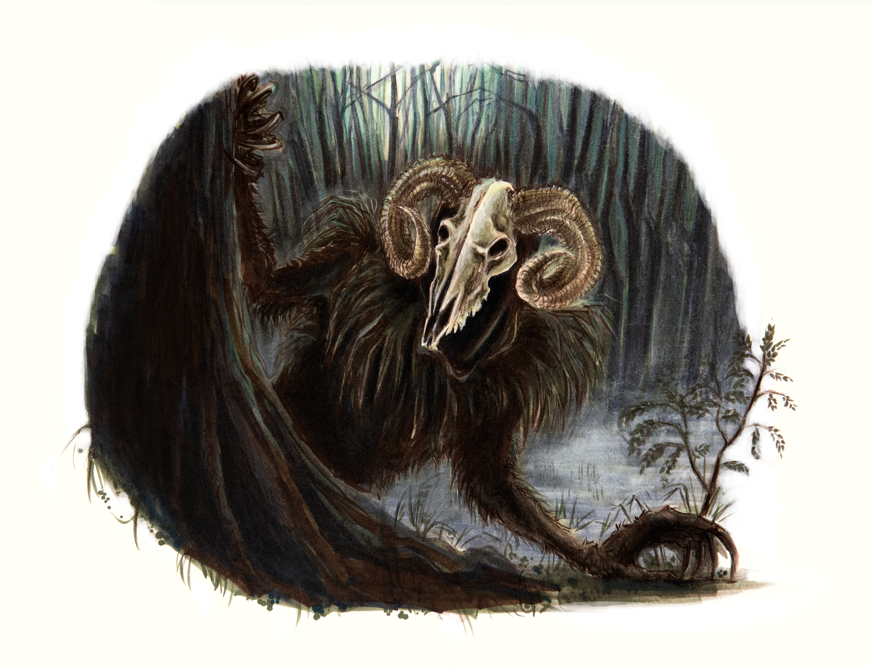 Getmannen. Illustration av Ann-Sofie Mattson ur boken Det förtrollade Östergötland.