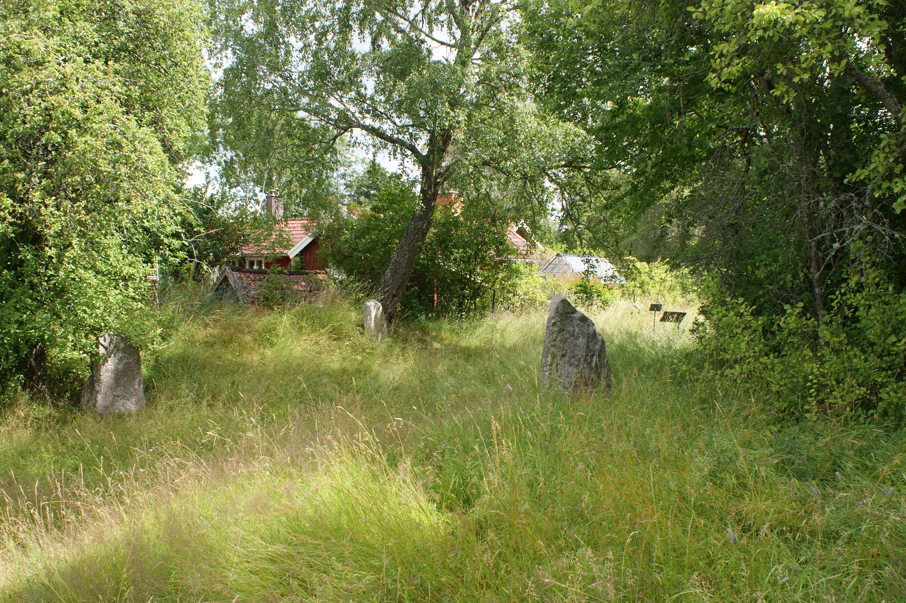 Gravar och runor vid vägkanten i Kårarp, väster om Sjögestad.