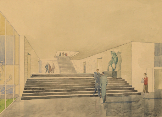 Skisser inför byggnationen av museibyggnaden i Linköping 1939