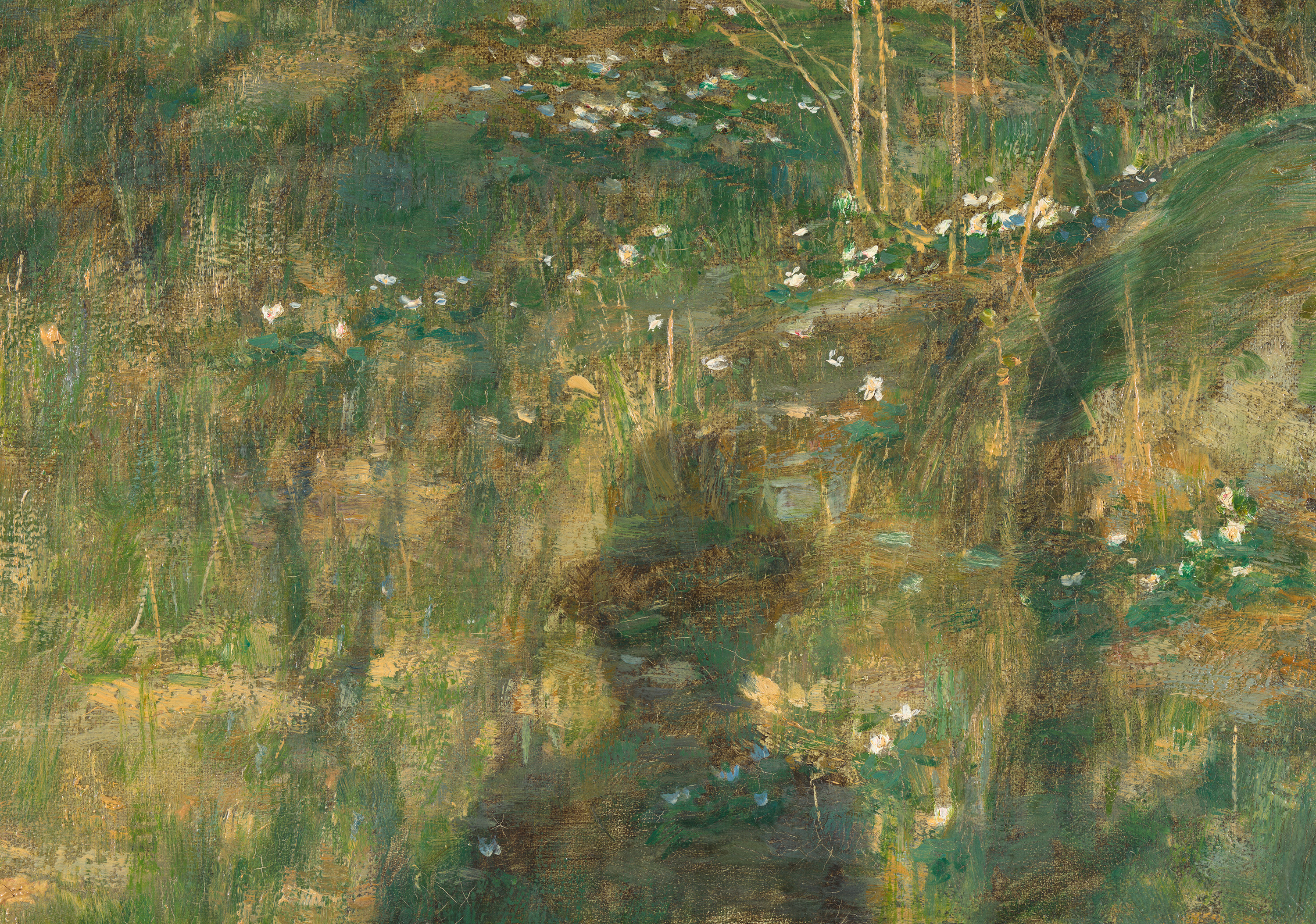 Detalj från målningen "Ekbacke, Ekängen". Av Johan Krouthén, 1890. Inlånad från Svenska Akademien.