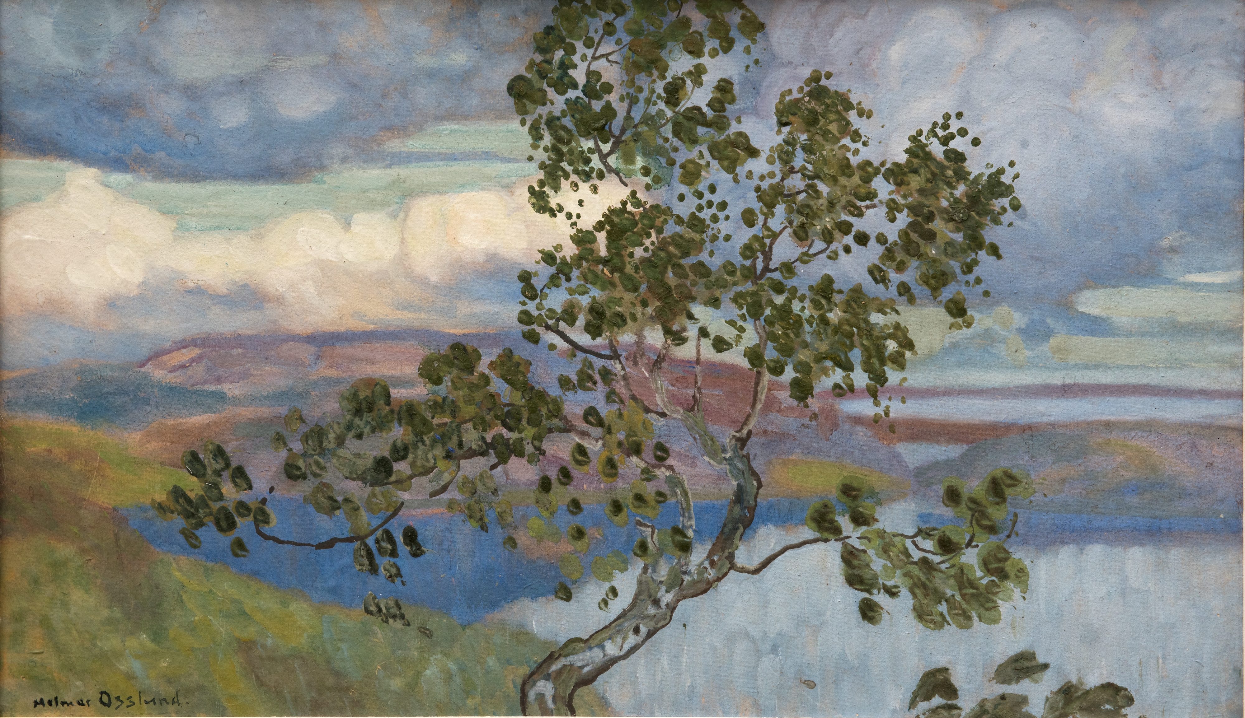 Norrländskt landskap, Helmer Osslund, tidigt 1900-tal, olja på papper, OM.LM.002578.1-2 