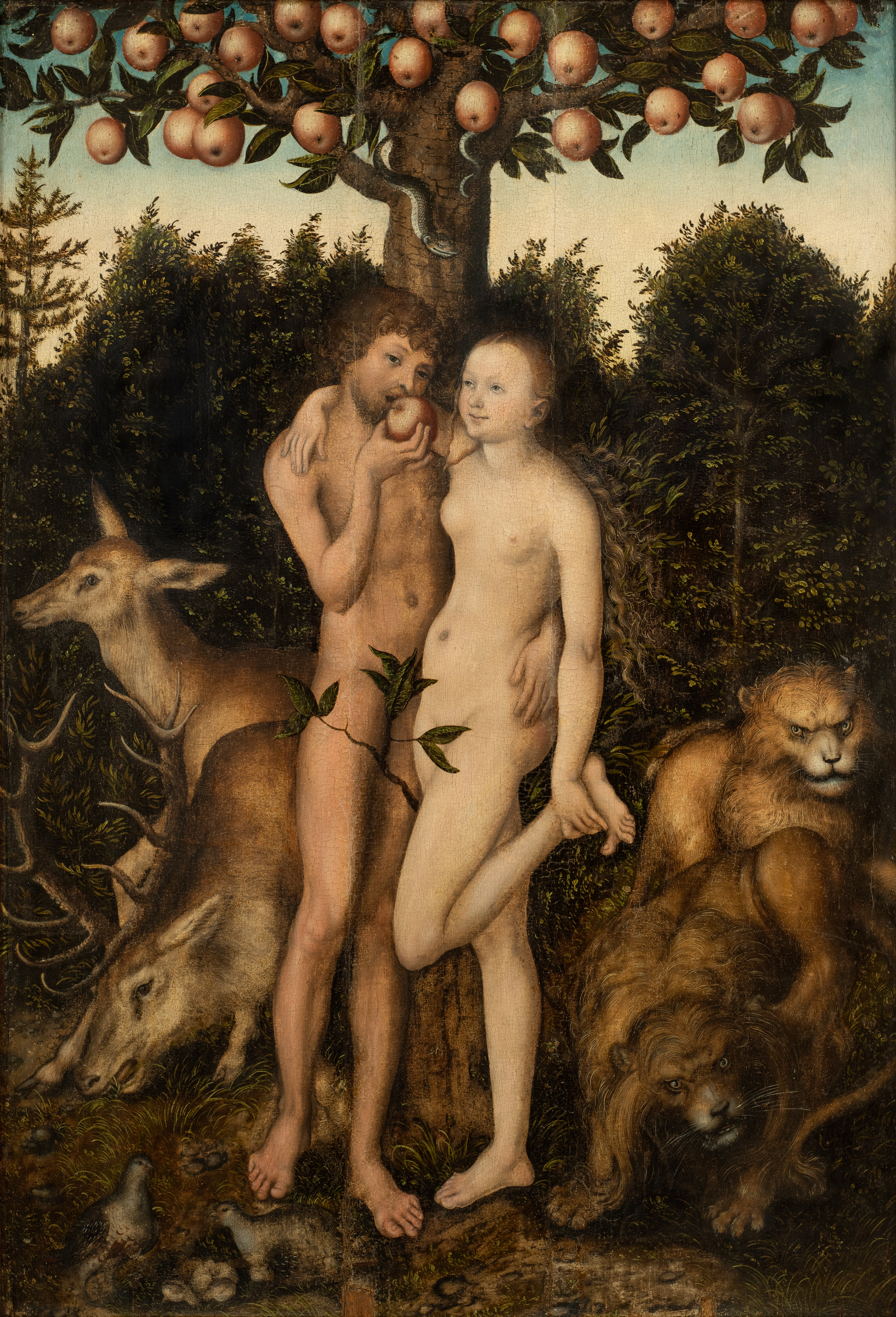Adam och Eva, Hans Cranach, omkring 1527, olja på pannå, OM.B.000243Adam and Eve, Hans Cranach, about 1527, oil on panel