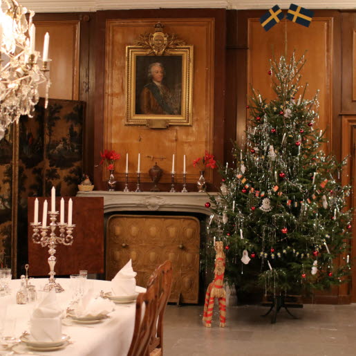 Jul på Löfstad. Interiörbild från paradvåningen.