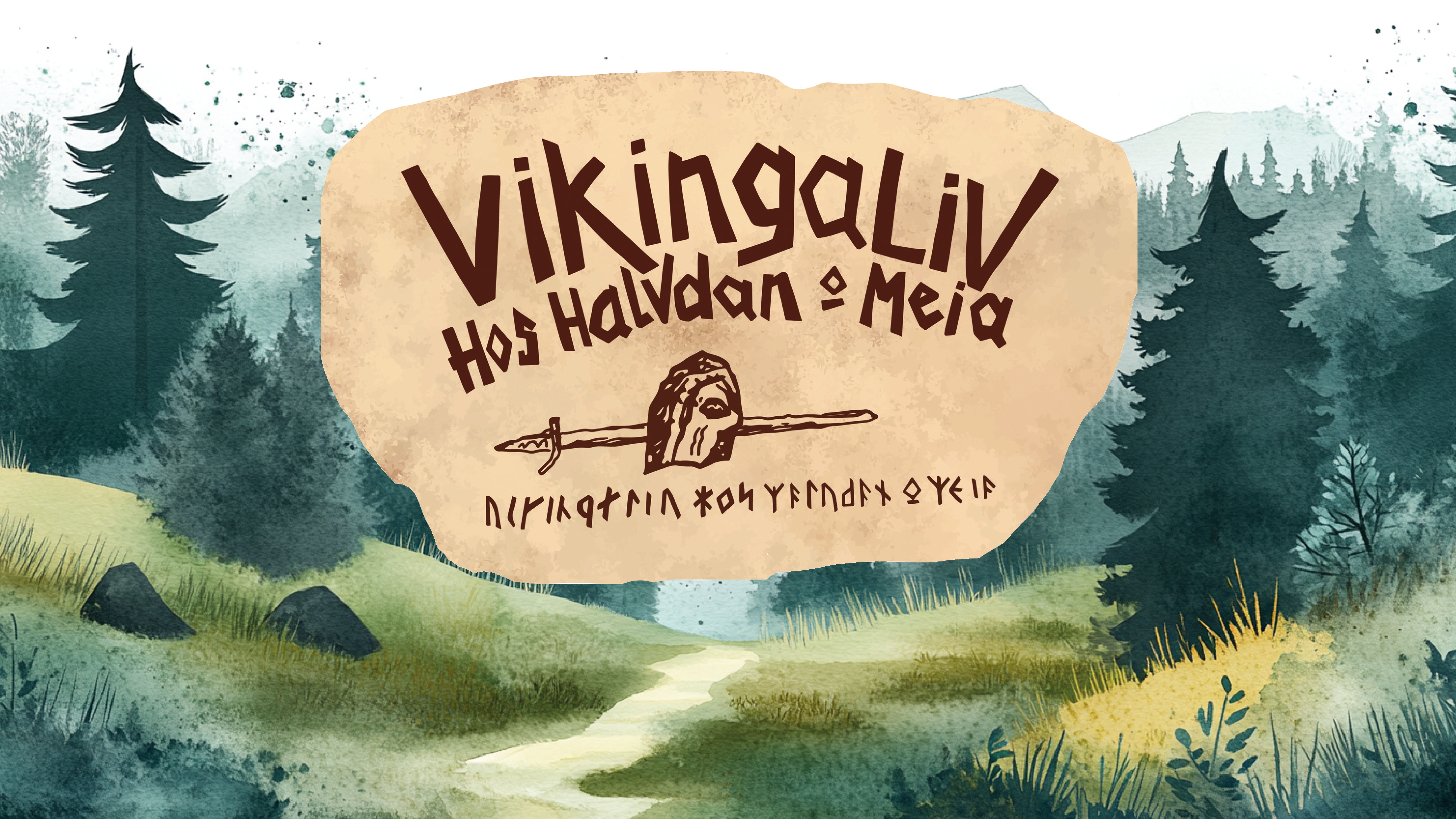 Konceptbild för lekutställningen Vikingaliv hos Halvdan & Meia.