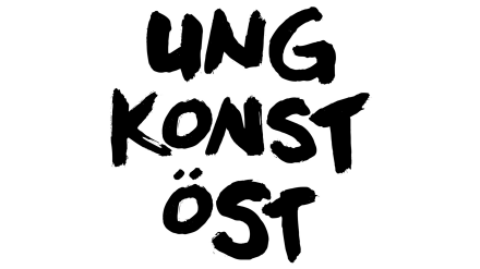 Logga med svart text Ung Konst Öst" på vit bakgrund