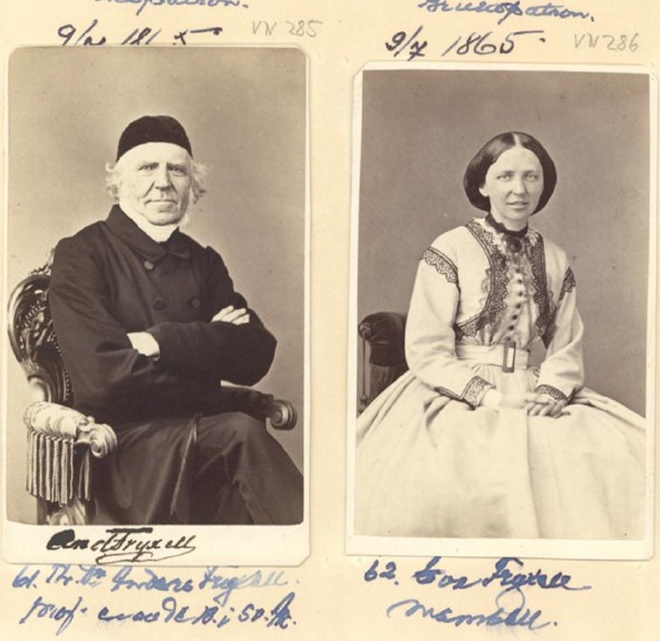 Visitkort från Medevi brunn på 1860-talet. Anders Fryxell med dotter.