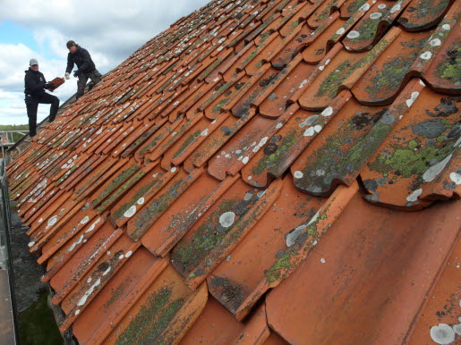 Takkedjan lägger nytt tak till grå ladan på Öna.